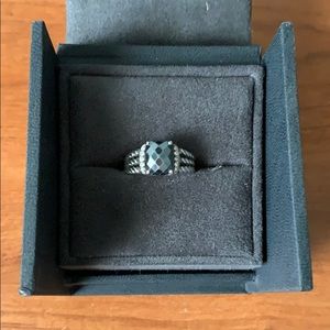 David Yurman Petite Wheaton Ring Hematite Diamonds